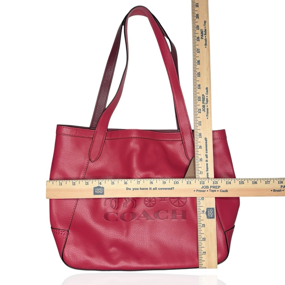 Coach C4063 Leather Horse Carriage Tote Bag Burgundy/Maroon Charm - Picture 5 of 6